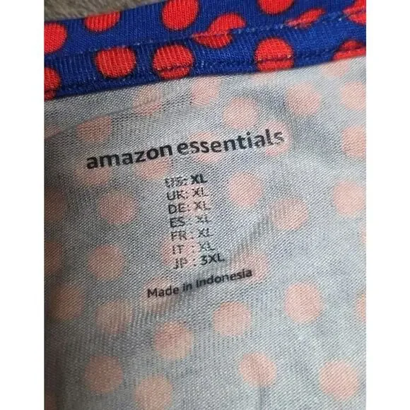 Amazon Essentials Blue Red Polka Dot Sleeveless Tank Top Shirt EcoVero XL New - Picture 3 of 9